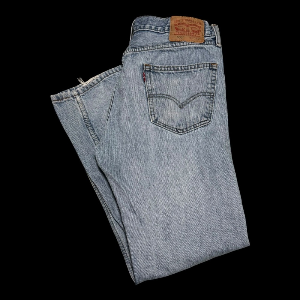 Levi's 505 Light Wash Distressed 100% Cotton Jeans Men's 34x29 (Fit 33.5x27 5/8)